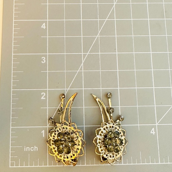 Vintage Deco Rhinestone Statement Earrings - Picture 7 of 8